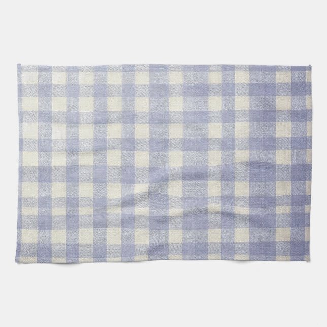 Toalla de cocina de gingham azul (Horizontal)