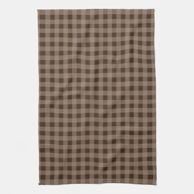 Toalla de cocina de gingham marrón (Vertical)