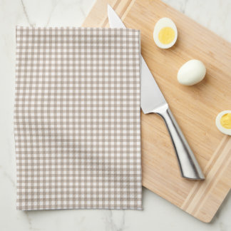 Toalla de cocina de gingham marrón de champiñón vi