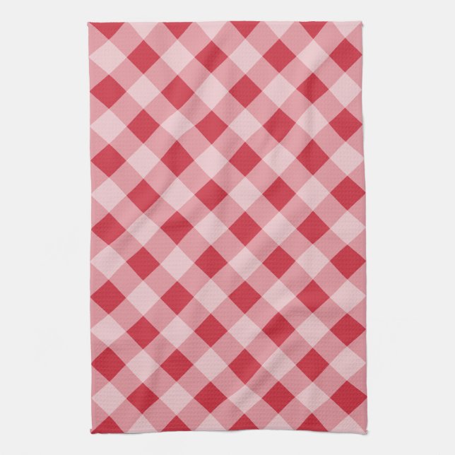 Toalla de cocina de Gingham roja (Vertical)