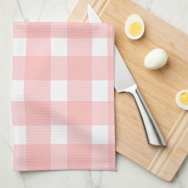 Toalla de cocina de gingham rosa (Doblado Cuarto)