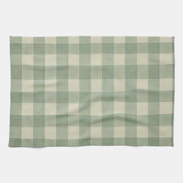Toalla de cocina de gingham verde (Horizontal)