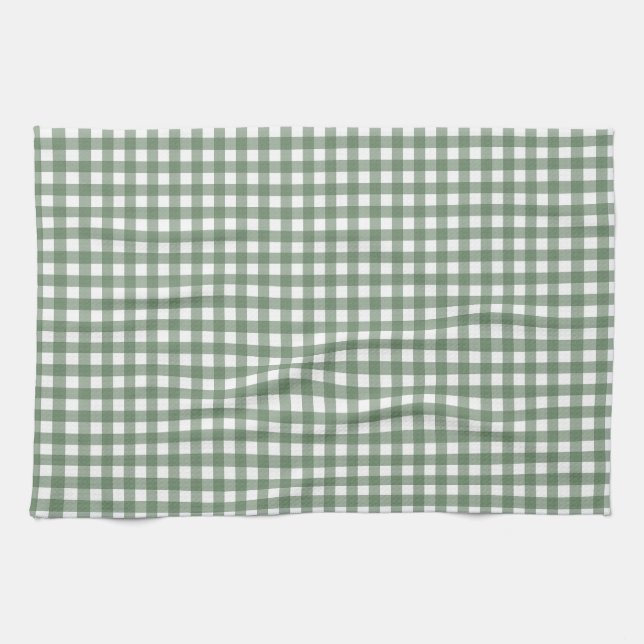 Toalla de cocina de gingham verde (Horizontal)