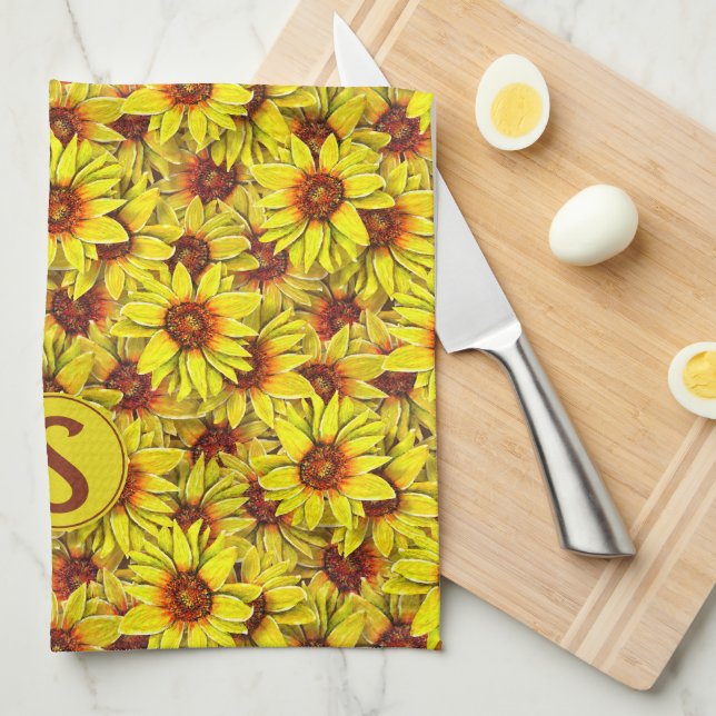 Toalla de cocina de girasol (Doblado Cuarto)