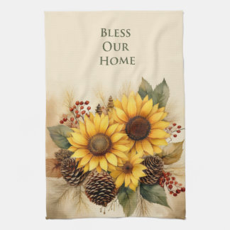 Toalla de cocina de girasol de otoño