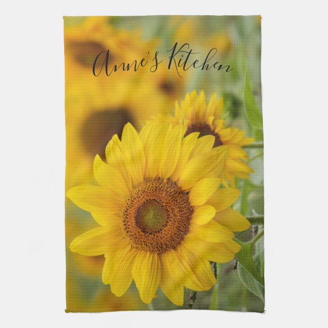 Toalla de cocina de girasol personalizada (Vertical)