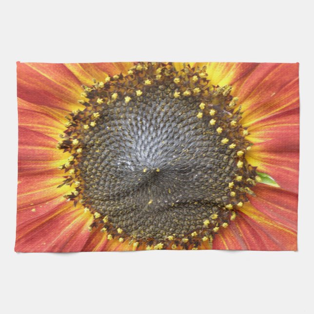 Toalla de cocina de girasol roja y amarilla (Horizontal)
