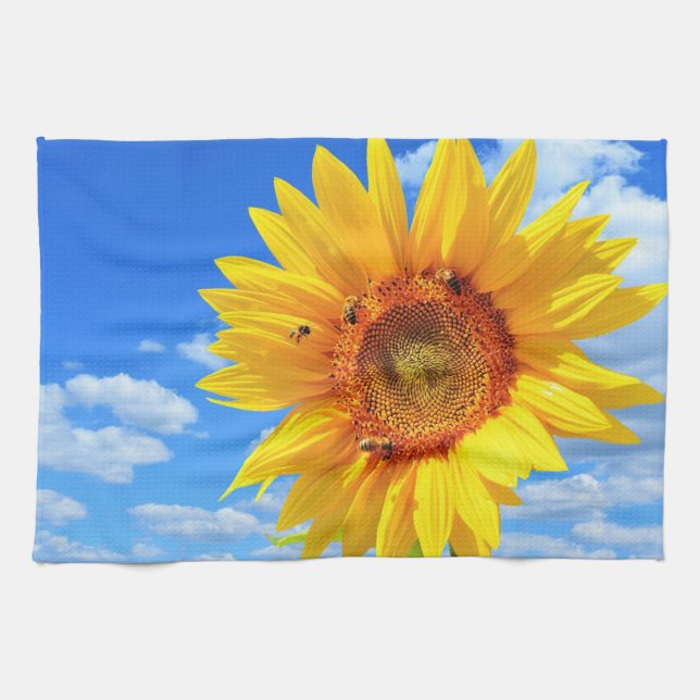 Toalla de cocina de girasol y abejas (Horizontal)