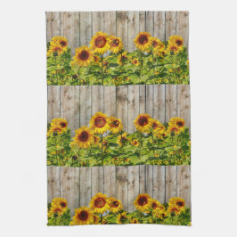 Toalla de cocina de girasoles de estilo rústico