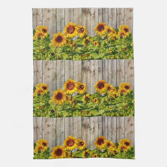 Toalla de cocina de girasoles de estilo rústico (Vertical)