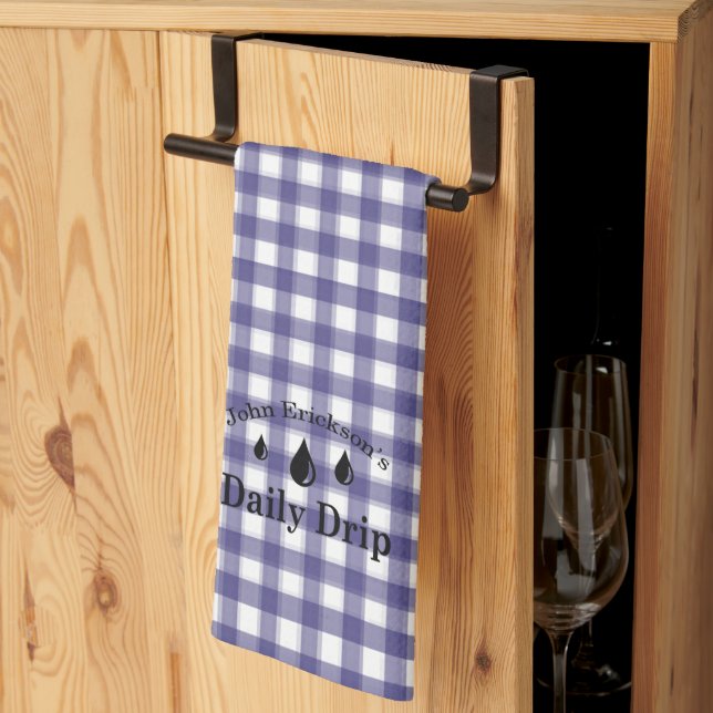 Toalla de cocina de goteo diaria NAVY GINGHAM (Pliegue de tercios)