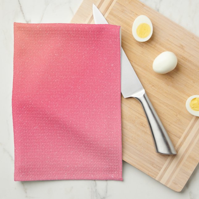 Toalla de cocina de gradiente rosa Rubor (Doblado Cuarto)