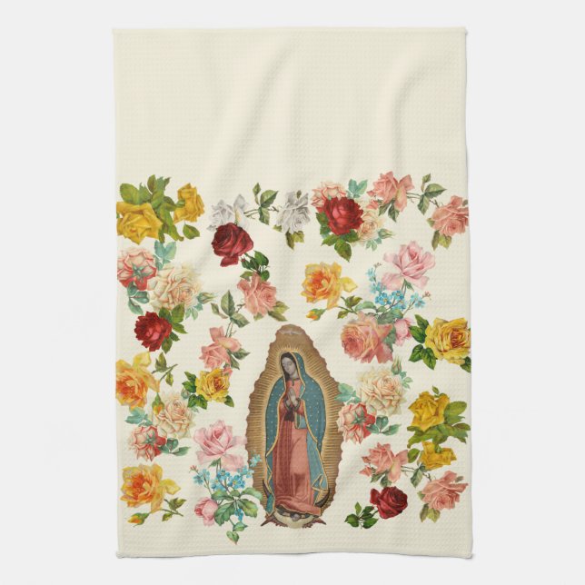 Toalla de cocina de Guadalupe (grisácea) (Vertical)