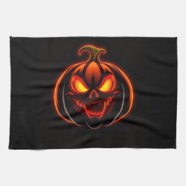 Toalla de cocina de Halloween de calabaza neón mal
