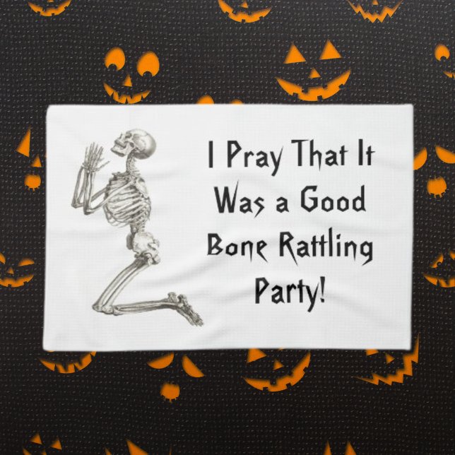Toalla de cocina de Halloween para rezar (Skeleton Praying Halloween Kitchen Towel)