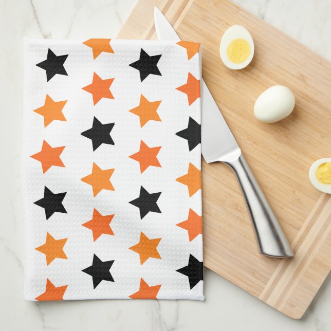 Toalla de cocina de Halloween Stars (Doblado Cuarto)