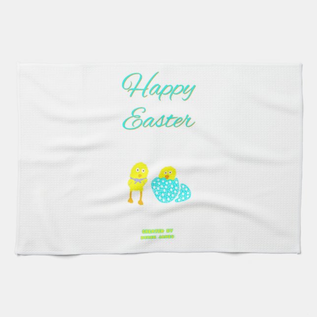Toalla de cocina de Hatchlings de Pascua (Horizontal)