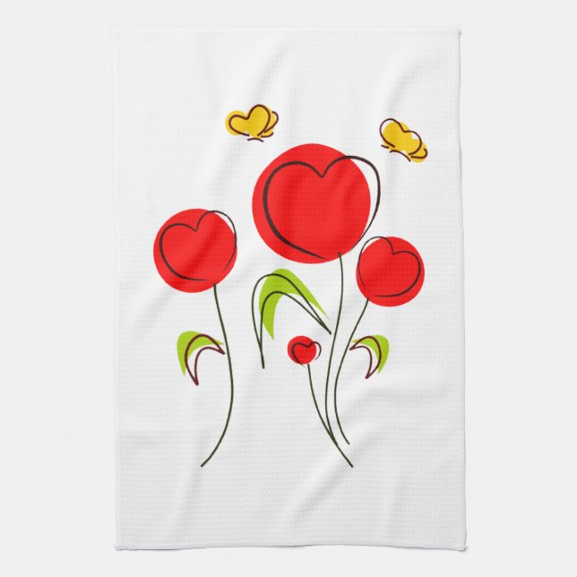 Toalla de cocina de Heart Tulips (Vertical)
