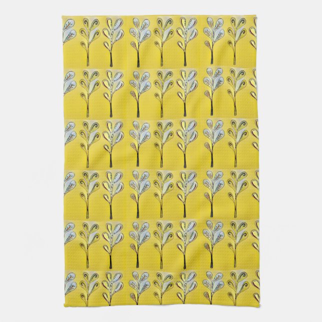 Toalla de cocina de helecho amarillo (Vertical)