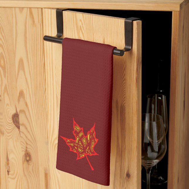 Toalla de cocina de hojas de fuego (Pliegue de tercios)