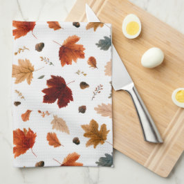 Toalla de cocina de hojas de otoño y bellotas