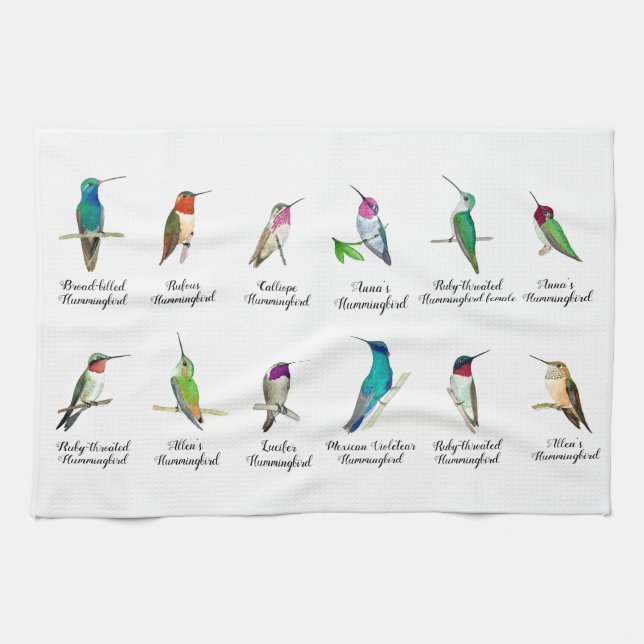 Toalla de cocina de Hummingbirds de América del No (Horizontal)