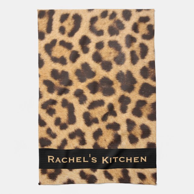 Toalla de cocina de impresión de leopardo negro mo (Vertical)