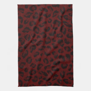 Toalla de cocina de impresión de leopardo rojo