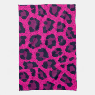 Toalla de cocina de impresión de leopardo rosa cal