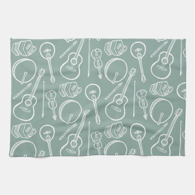 Toalla de cocina de instrumentos musicales irlande (Horizontal)