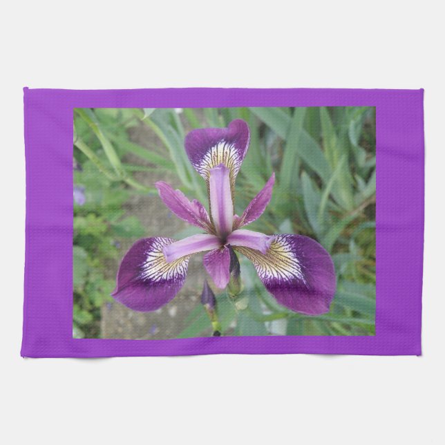 Toalla de cocina de iris morado (Horizontal)