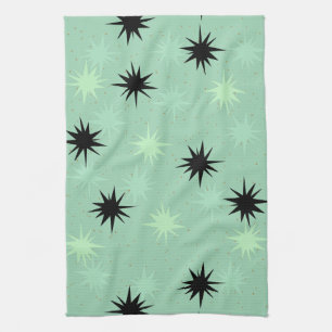 Toalla de cocina de jade atómica y mint Starburst