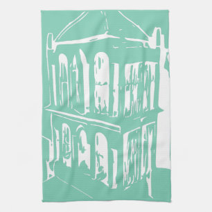 Toalla de cocina de jaula de pájaro turquesa