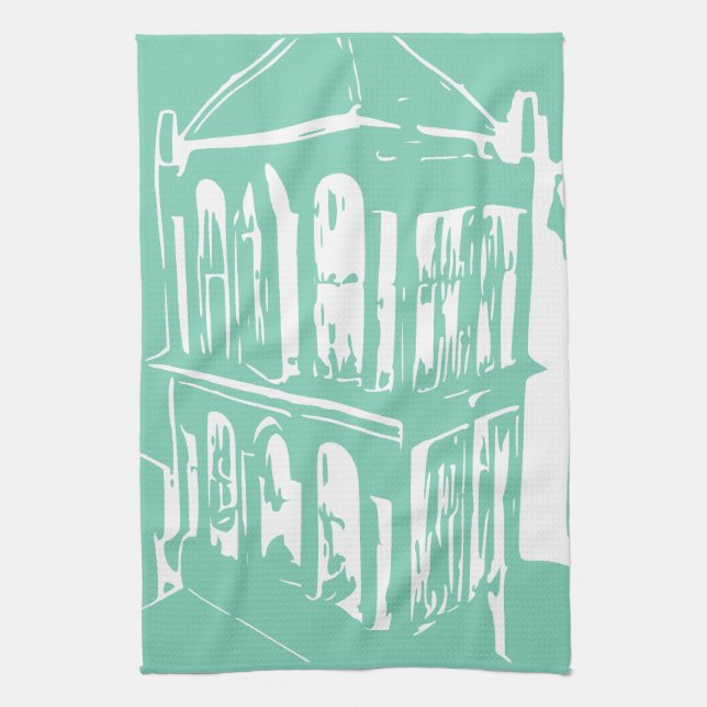 Toalla de cocina de jaula de pájaro turquesa (Vertical)