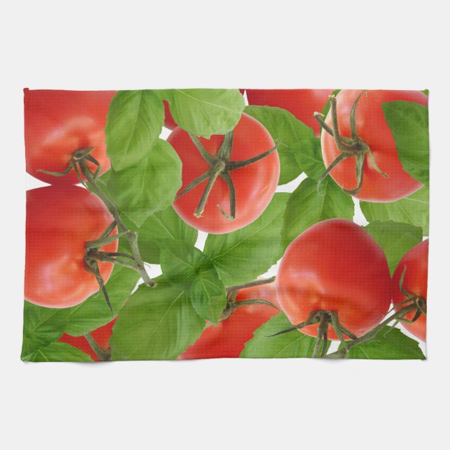 Toalla de cocina de la albahaca del tomate (Horizontal)