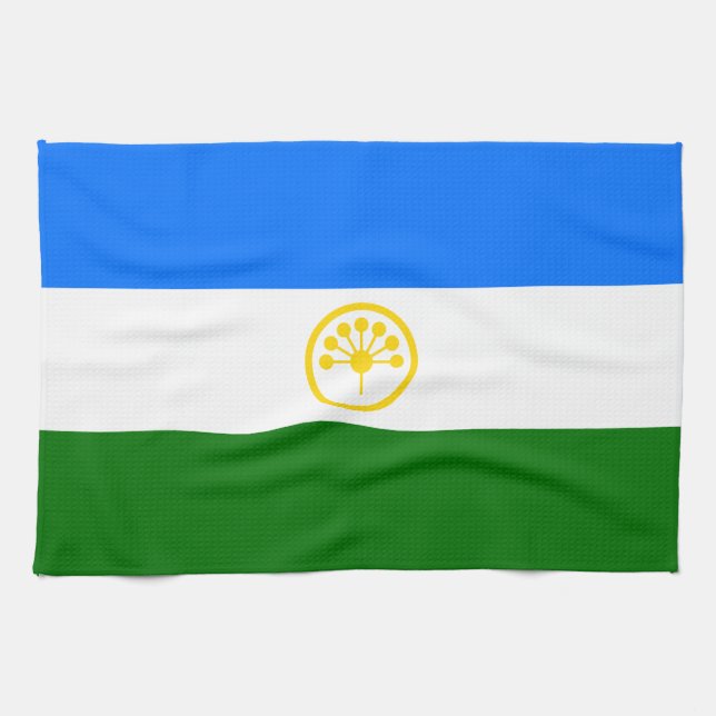 Toalla de cocina de la bandera patriótica de Bashk (Horizontal)