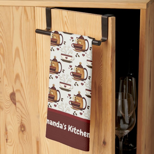 Toalla de cocina de la Copa y del patrón de la oll (Pliegue de tercios)