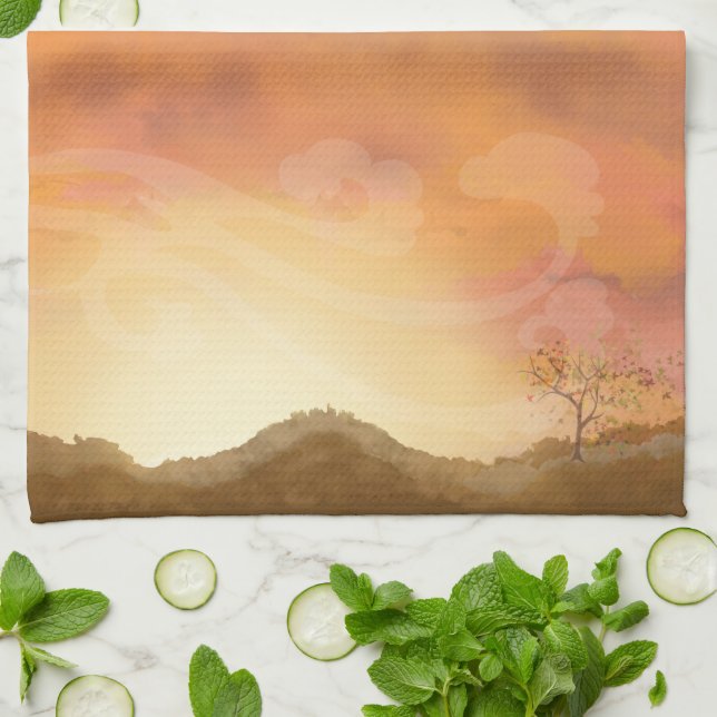 Toalla de cocina de la escena de Acción de Gracias (Doblado)