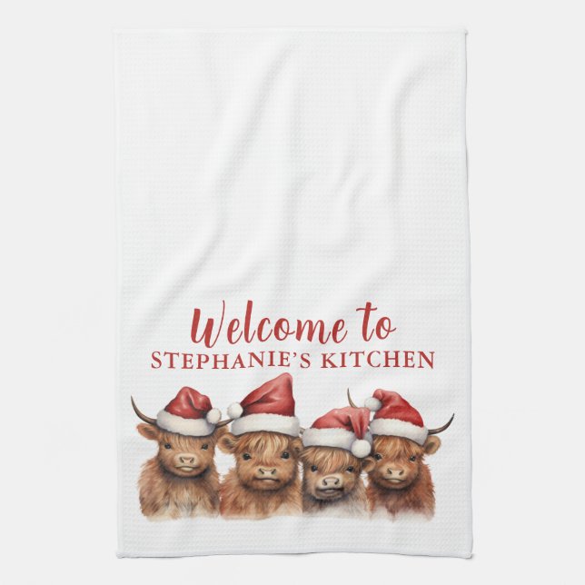 Toalla de cocina de la familia Highland Cow (Vertical)