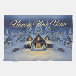 Toalla de cocina de la Feliz Año Nuevo