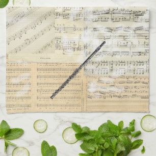 Toalla de cocina de la música de la flauta del