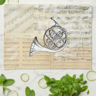 Toalla de cocina de la música de la trompa del