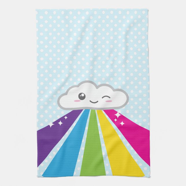 Toalla de cocina de la nube y del arco iris de (Vertical)