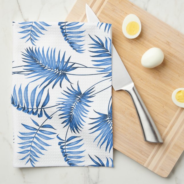 Toalla de cocina de la palma azul (Doblado Cuarto)