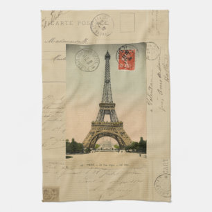 Toalla de cocina de la postal de la torre Eiffel
