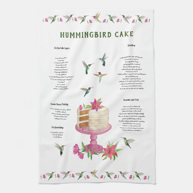 Toalla de cocina de la receta del Hummingbird Cake (Vertical)