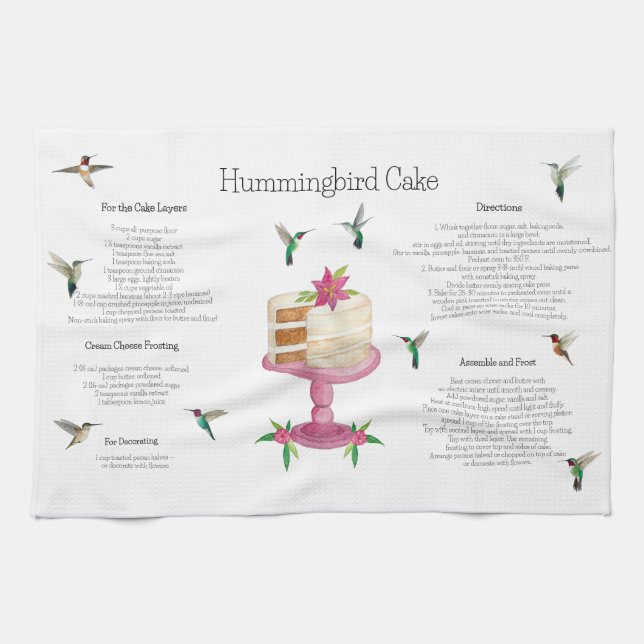 Toalla de cocina de la receta del Hummingbird Cake (Horizontal)