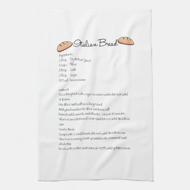 Toalla de cocina de la receta del pan italiano (Vertical)