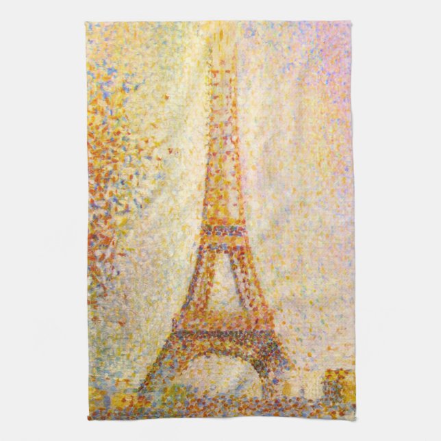 Toalla de cocina de la torre Eiffel de Seurat (Vertical)
