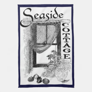 toalla de cocina de la ventana de la cabaña de la